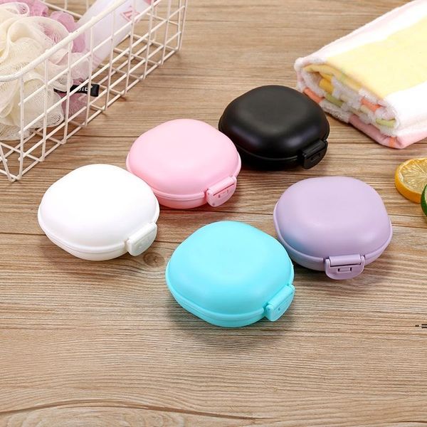 Boîte à savon de voyage en plastique avec couvercle Portable salle de bain macaron savons boîtes à vaisselle étui 5 couleurs par mer CCE13399