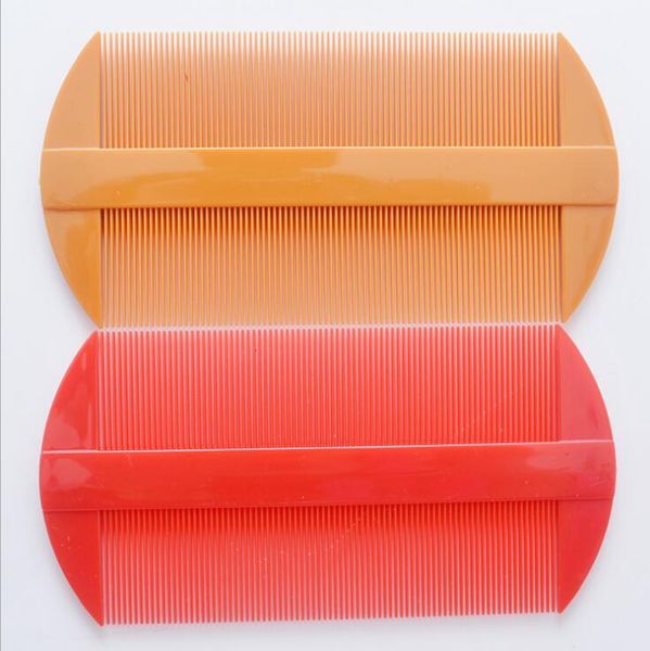 Peines de plástico de dos lados para el cabello, peine para piojos de Color rojo y amarillo, herramientas para el cuidado del cabello para mujeres, 11*5,5 cm