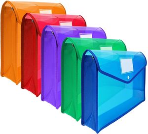 Plastic Wallet Folder Poly Pockets Envelop A4 /Lettergrootte Bestandsmappen Knop Sluiting, Waterdichte transparante documentorganisatie Bag