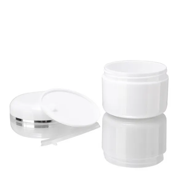 Récipient rechargeable en plastique blanc avec couvercle, pots vides, bouteille de maquillage, crème pour le visage, conteneurs de stockage de Lotion, Stock en vrac en vente