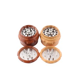 Broyeurs d'herbes à fumer en bois en plastique forme de tambour broyeur à main de broyeur de tabac de 4 pièces