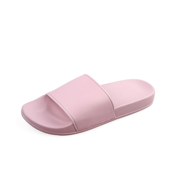 Pantoufles en plastique de couleurs pures pour hommes et femmes, sandales plates en caoutchouc décontractées, chaussures de plage d'été, éraflures roses