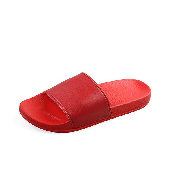 Pantoufles en plastique de couleurs pures pour hommes et femmes, sandales plates en caoutchouc décontractées, chaussures de plage d'été, éraflures rouges