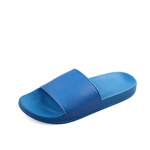 Pantoufles en plastique de couleurs pures pour hommes et femmes, sandales plates en caoutchouc décontractées, chaussures de plage d'été, éraflures bleues