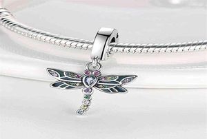 Plata Charms of Ley 925 Originele Fit Originele Armband Ketting Kleurrijke Dragonfly Hanger Bedels Kralen Vrouwen Jewelry287t5037054