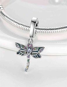 Plata Charms of Ley 925 Originele Fit Originele Armband Ketting Kleurrijke Dragonfly Hanger Bedels Kralen Vrouwen Jewelry287t1074420