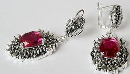 Plata Esterlina 925 Caliente Rosa Facetado Pendientes 11/2 "Mejor Regalo