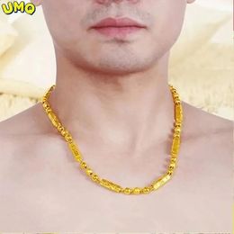 Chapado en oro 100% real 24k 999 Collar para hombre 999 Personalidad dominante Joyería de moda 999 Color permanente Joyería de oro puro de 18 quilates 240118