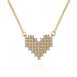 Geplateerde 925 zilveren mozaïek diamant hart ketting hanger liefde volledige kristal gouden kettingen voor vrouwen mode-sieraden