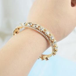 Geplaatste armbanden strass sier crystal armbanden voor vrouwen verstelbare bruiloft pulseras sieraden geschenken groothandel