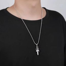 Colliers coeur chromé plaqué croix collier pur taille de personnalité pendentif épée vintage collier en argent thaïlandais pour hommes pendentif collier bijoux de fête de mariage sans boîte