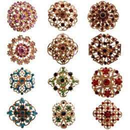 Geplaatste kristallen steentjes kleine met juwelende broche pins voor bruidsfeestje ronde boeket DIY Rhinestone accessoires