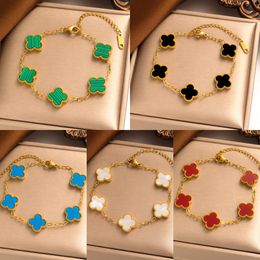 Pulsera de chorro de moda de oro clásico plateado Joyas de diseñador de cuatro hojas de cuatro hojas Joyas elegantes para pulseras de neblina para la dama