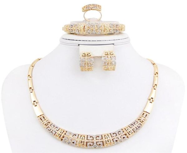 Ensembles de bijoux en or plaqué colliers pour femmes en cristal Boho pour fête vente directe de mariage collier de déclaration à la mode avec boucles d'oreilles 3491776103