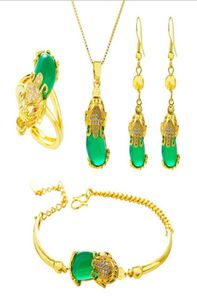 Plaqué or chance PiXiu ensemble de bijoux Vietnam sable or quatre pièces de pendentif Animal Fengshui femmes bijoux 2301120