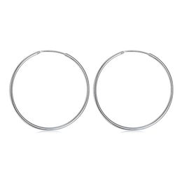 Orecchino rotondo lucido in argento sterling placcato DJSE42 misura Diametro 5 0 cm; Piatto in argento 925 nuovissimo da donna Hoop Huggie gioiello297N