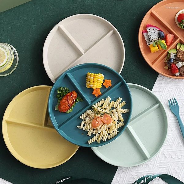 Assiettes 1 PC Plat divisé en 3 régime réutilisable pour dîner ronde Plate de cuisine Portion de vaisselle pour adultes Partements micro-ondes