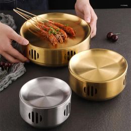 Assiettes 1 pièces coréen 304 en acier inoxydable gril Barbecue support rôti plaque sèche Pot plateau Bar Restaurant vaisselle