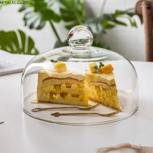Assiettes 10-26 cm Couverture de gâteau en verre pour la collation de fruits à la poussière résistante à la poussière Couvercle européen recouvert de grade sans plomb
