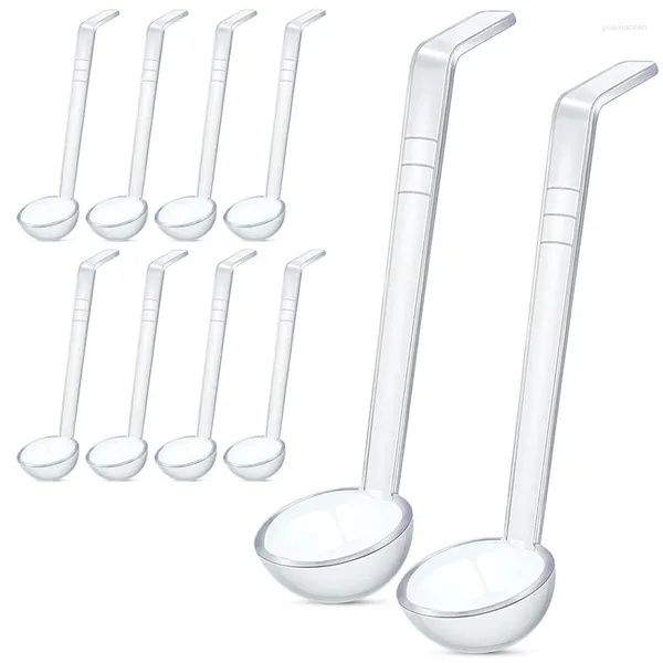 Assiettes 10 pièces 7.8 pouces 1Oz, petite louche transparente, Mini pour Sauce, bol à poinçon en plastique à Long manche, cuillères de service durables