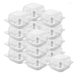 Placas 100 cuentas de plástico transparente con bisagras de plástico recipientes de bandeja para llevar para pasteles de postre galletas ensaladas duraderas