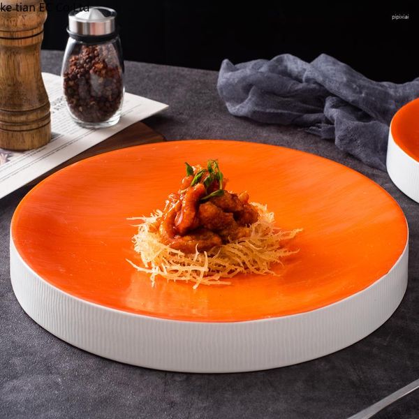 Assiettes 11 pouces disque en céramique créatif Conception artistique plat plateau de service El Restaurant maison froide tour vaisselle de cuisine