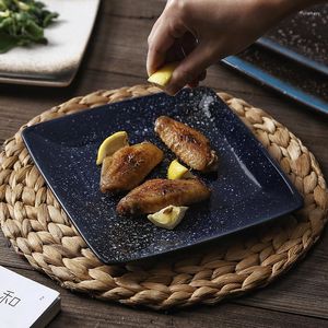 Assiettes 11 pouces Japaneseplate Square Ceramic Plat Plate Household Steak Restaurant Flat Set