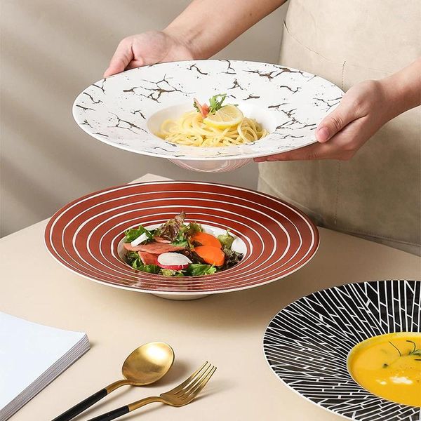 Assiettes 11inch Chapeau Plate en porcelaine Nordic Creative Creative haut de gamme Western Spaghetti Pasta Special pour les restaurants EL