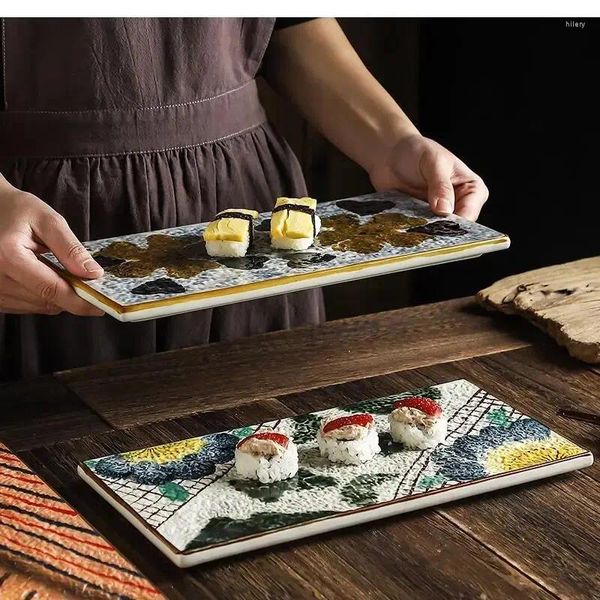 Assiettes 12 pouces Céramique Plaque rectangulaire personnalisée Restauration Personnalités Sushi Sashimi Maison de cuisine