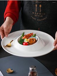 Borden 12 inches bord Witte keramische noedelsoep ramen bowl high-end ronde ronde fruitsalade dessertgerechten restaurant servies