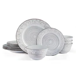 Assiettes 12 - Piece Dingel Set Stoare en blanc Élevez votre expérience culinaire avec nos ensembles exquis