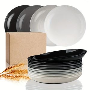 Borden 12-delige set multi-kleuren onbreekbare 6-9 inch plastic magnetron vaatwasser veilig perfect voor gezinsdiner gerechten