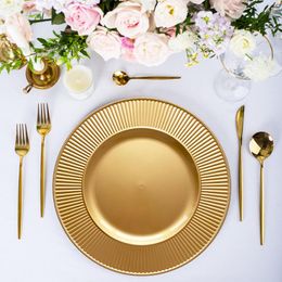 Platen 12Pieces tafel plastic pvc gouden riflader voor bruiloft decoratief groothandel diner in bulk zilveren glitter