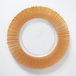 Assiettes transparentes à bord doré de 13 pouces, décoration de fête de mariage, chargeur en plastique
