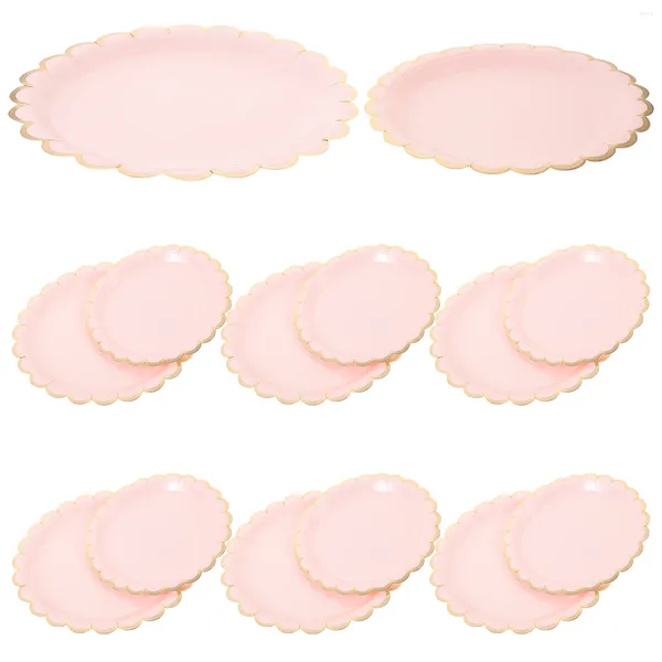 Platos 16 PCS Utensilios desechables para servir Fiesta Cena Bandeja de frutas Pastel para el hogar Papel Postre Cubiertos