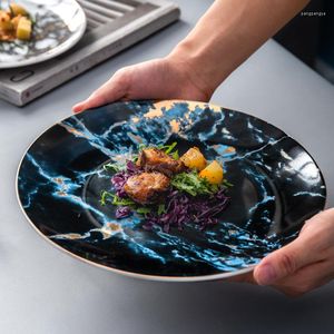 Platen 16 -stks marmeren keramisch bord bot china schotel Noordse creatieve gerechten en huishoudelijke pastasessert servies