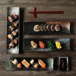 Platen 1 pk keuken creatieve rechthoekige sushi sashimi bord koude schotel Japanse keramische retro restaurant strip