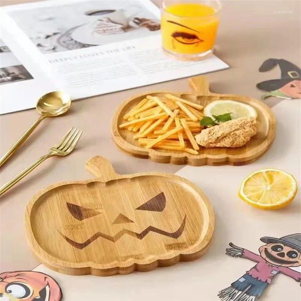 Assiettes 1pc Halloween Charcuterie Board Pumpkin Pumpkin Wood Assiette pour fruits Distes dessert de la cuisine de cuisine
