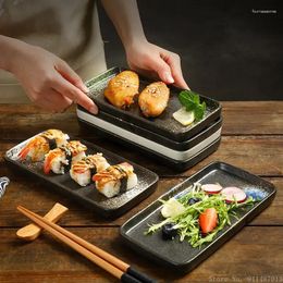 Assiettes en céramique japonaise à fond plat, vaisselle pour Sushi, fournitures de cuisine pour Restaurants ménagers, plats d'accompagnement rectangulaires 1 pièce