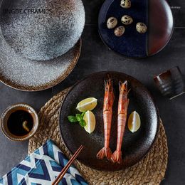 Assiettes 1pc motif créatif japonais résine assiette ronde Restaurant pique-nique cuisine vaisselle accessoires petit déjeuner Sushi gâteau Steak plat