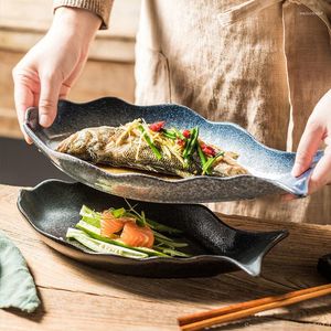 Assiettes 1pc assiette en forme japonaise en céramique cuite à la vapeur créative ménage poivre haché grand
