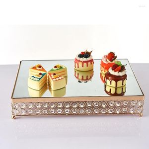 Borden 1 stc vintage glazen spiegel cake stand diy desktop decoratieve dessert display lade voor bruiloft verjaardagsfeestje