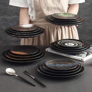 Assiettes 1 pièces assiette en porcelaine vaisselle vaisselle Sushi plat repas dîner Service rétro rond en céramique vaisselle Restaurant maison cuisine fournitures