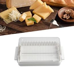 Assiettes 1pcs Boîte de beurre 16,5 9,5 5cm PP blanc PP Rangement avec couvercle transparent Refrigérateur Boîtes à fromage