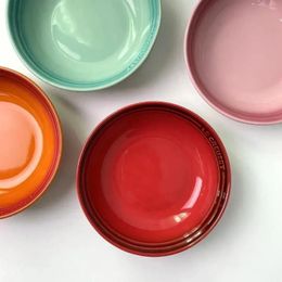 Assiettes 1pcs Plaque de dîner en céramique 7 pouces Porcelaine Soupche de table de table de bol coloré