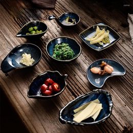 Borden 1 stks Japanse stijl keramische saus schotel rond vierkant huishouden el klein kruiden soja servies