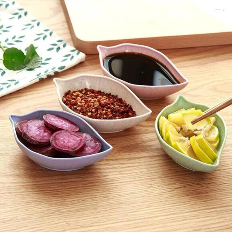 접시 1 세트 조미료 접시 그릇 그릇 짚 짚 작은 스낵 소스 접시 다목적 주방 식탁 용 소모품 4 색