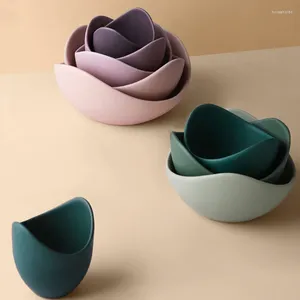 Borden 2 gestapelde keramische Lotus Bowl Gerechten Creatieve Fruitschaal Eenvoudige Zen Decor Opslag 3/4/5 stuks Set Diner