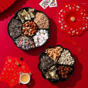 Borden 2023 China Jaar snoepopslagbox 5/6 roosters Spring Festivel Snack Tray Case met deksel Fruit Noten Wedding Home Organizer