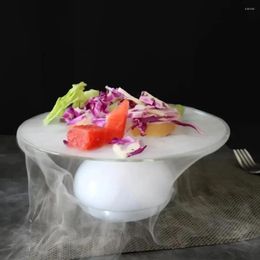 Assiettes soucoupe volante transparente de 23cm, glace sèche, plats japonais, régime, Dessert, Sushi, restauration, bol à salade de Fruits
